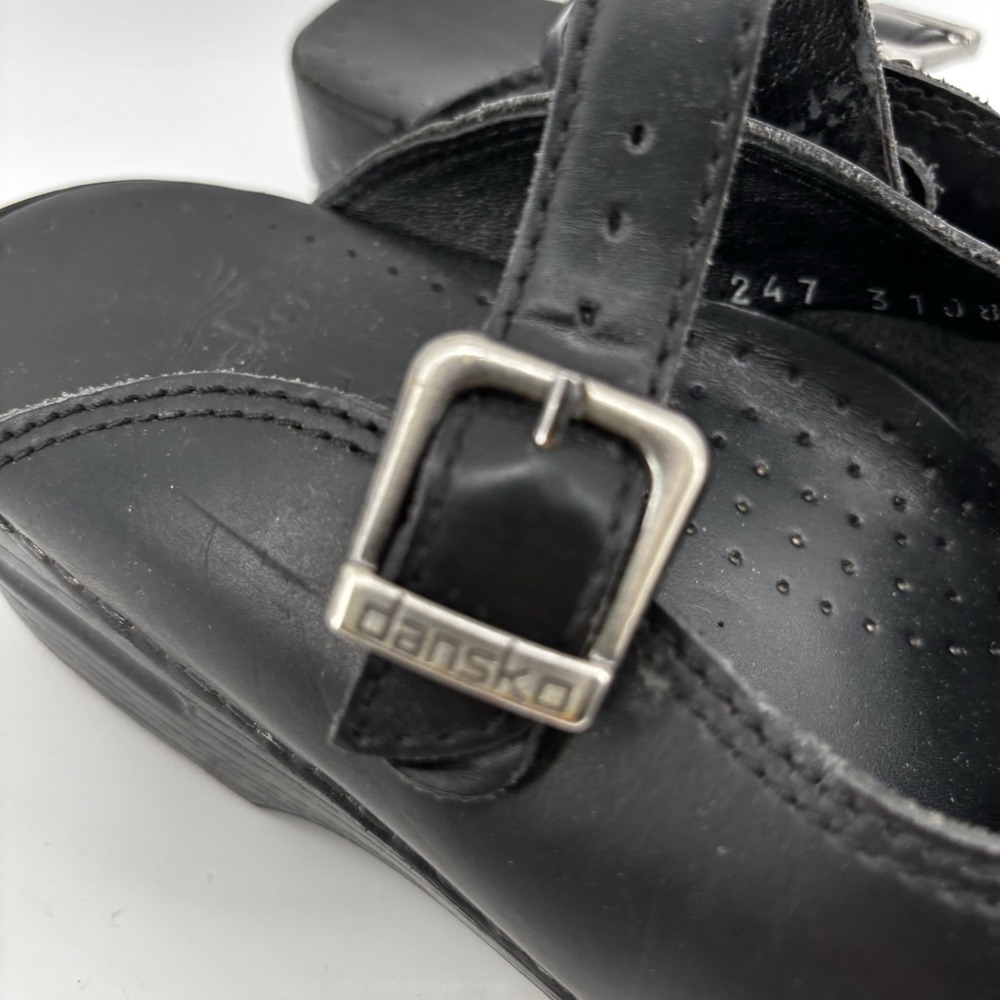 Dansko Merrie Mary Jane Comfort Shoe Clog Mule Black Leather Size 10 EUR 41 - Picture 2 of 8